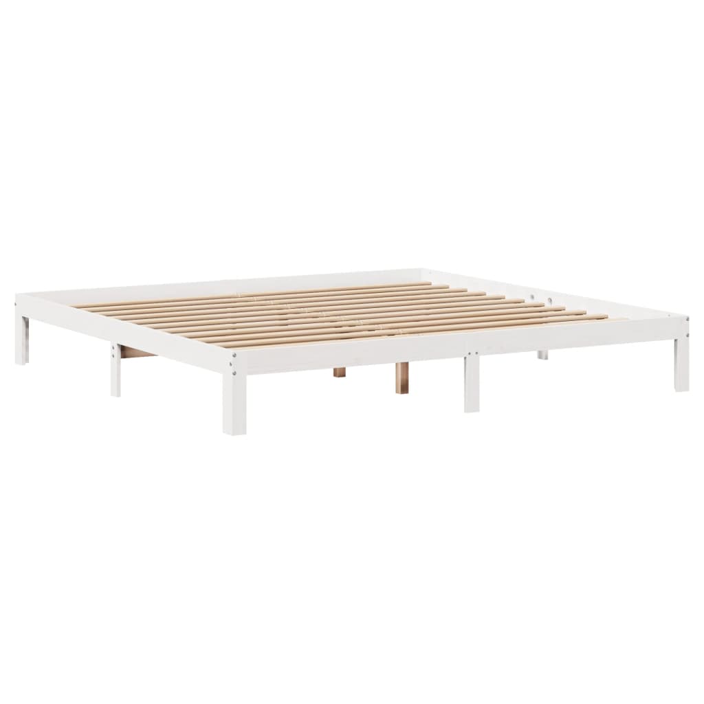 Bed Frame with Headboard without Mattress White 200x200 cm