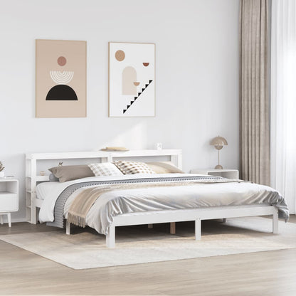 Bed Frame with Headboard without Mattress White 200x200 cm