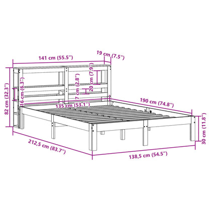 Bed Frame without Mattress Wax Brown 135x190 cm Double Solid Wood Pine