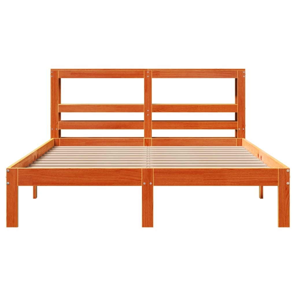 Bed Frame without Mattress Wax Brown 140x190 cm Solid Wood Pine