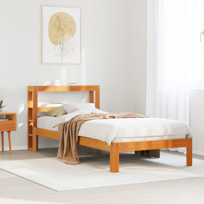 Bed Frame without Mattress Wax Brown 100x200 cm Solid Wood Pine