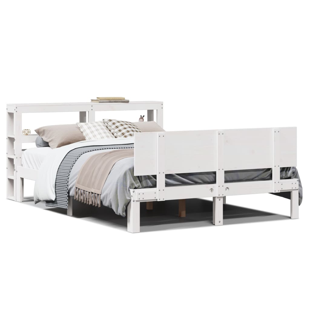 Bed Frame with Headboard without Mattress White 120x190 cm Small Double