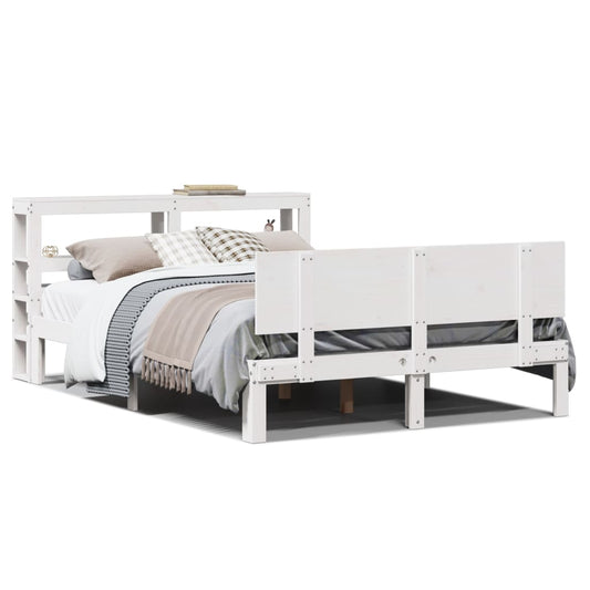 Bed Frame with Headboard without Mattress White 120x190 cm Small Double