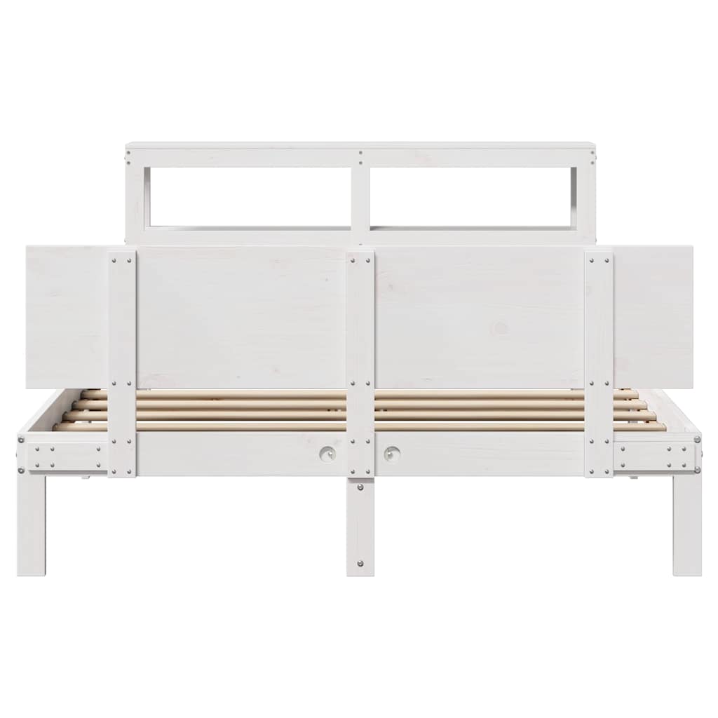 Bed Frame with Headboard without Mattress White 120x190 cm Small Double
