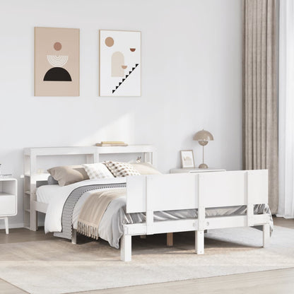 Bed Frame with Headboard without Mattress White 120x190 cm Small Double
