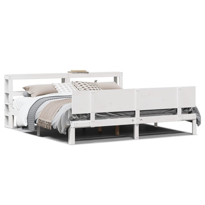 Bed Frame with Headboard without Mattress White 180x200 cm Super King