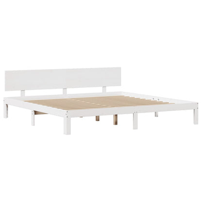 Bed Frame with Headboard without Mattress White 200x200 cm