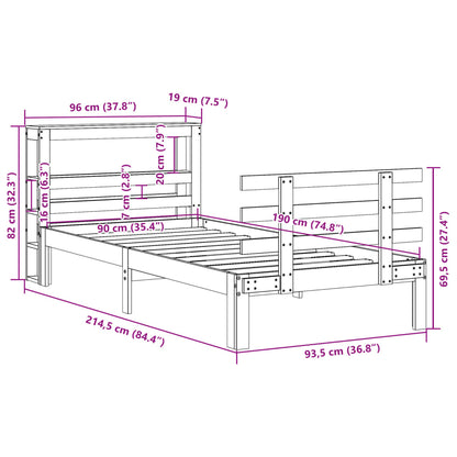 Bed Frame with Headboard without Mattress 90x190 cm Single