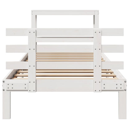 Bed Frame with Headboard without Mattress White 90x190 cm Single