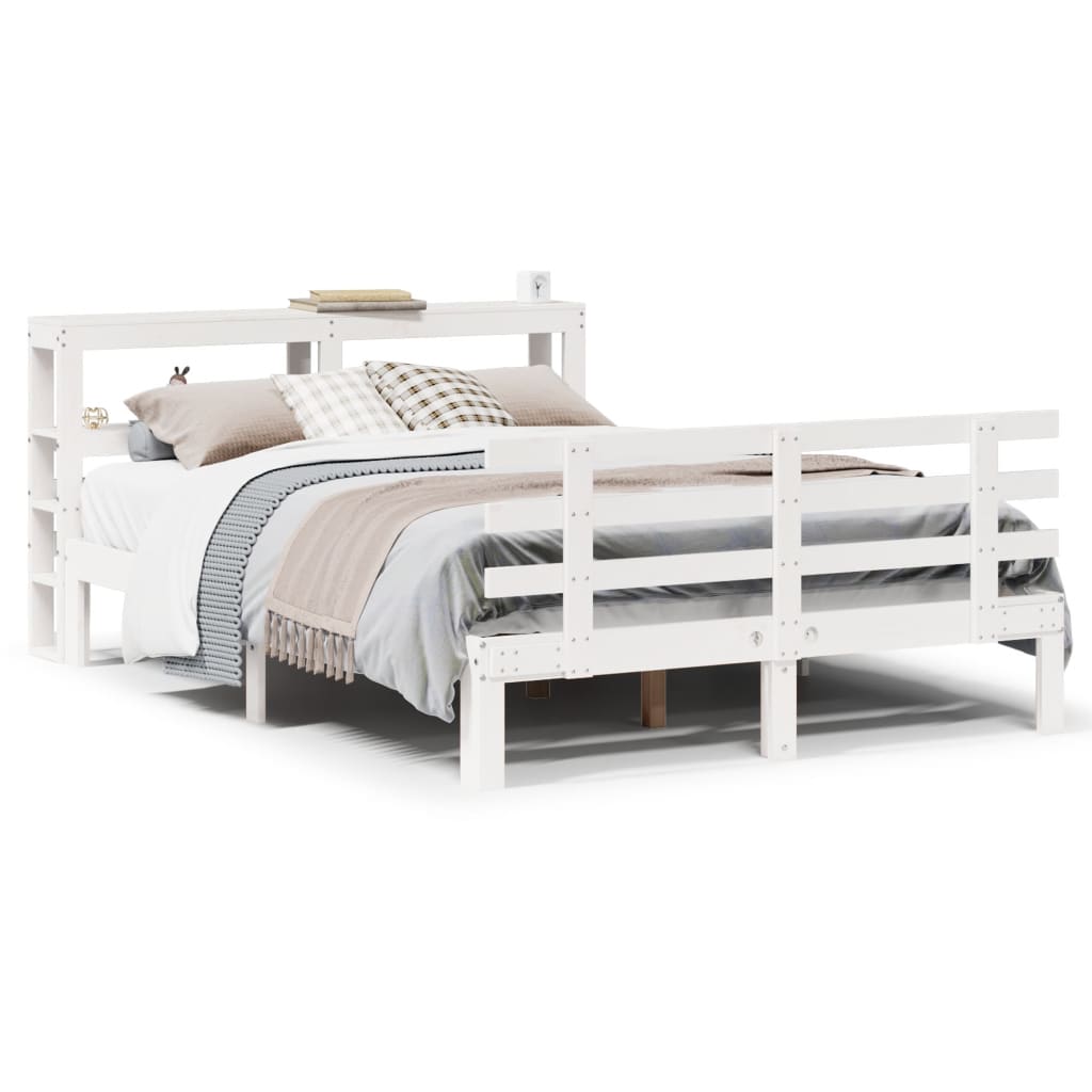 Bed Frame with Headboard without Mattress White 120x190 cm Small Double