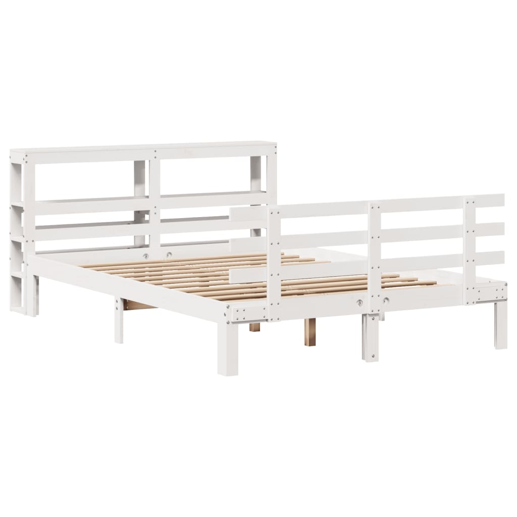 Bed Frame with Headboard without Mattress White 120x190 cm Small Double