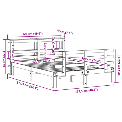 Bed Frame with Headboard without Mattress White 120x190 cm Small Double