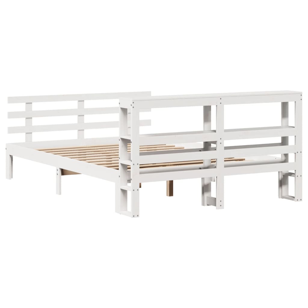 Bed Frame with Headboard without Mattress White 140x190 cm