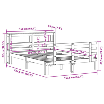 Bed Frame with Headboard without Mattress White 150x200 cm King Size