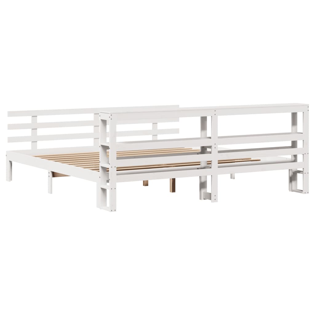 Bed Frame with Headboard without Mattress White 180x200 cm Super King