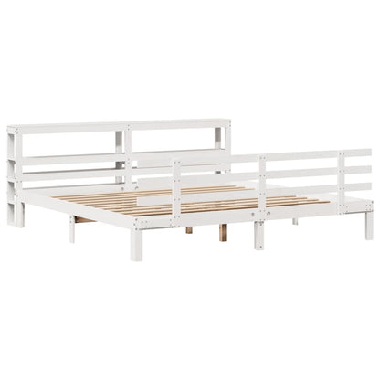 Bed Frame with Headboard without Mattress White 200x200 cm