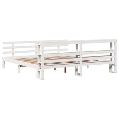 Bed Frame with Headboard without Mattress White 200x200 cm