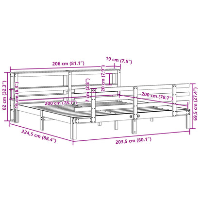 Bed Frame with Headboard without Mattress White 200x200 cm