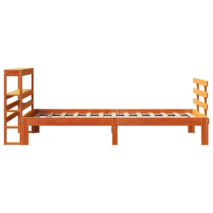 Bed Frame with Headboard without Mattress Wax Brown 100x200 cm