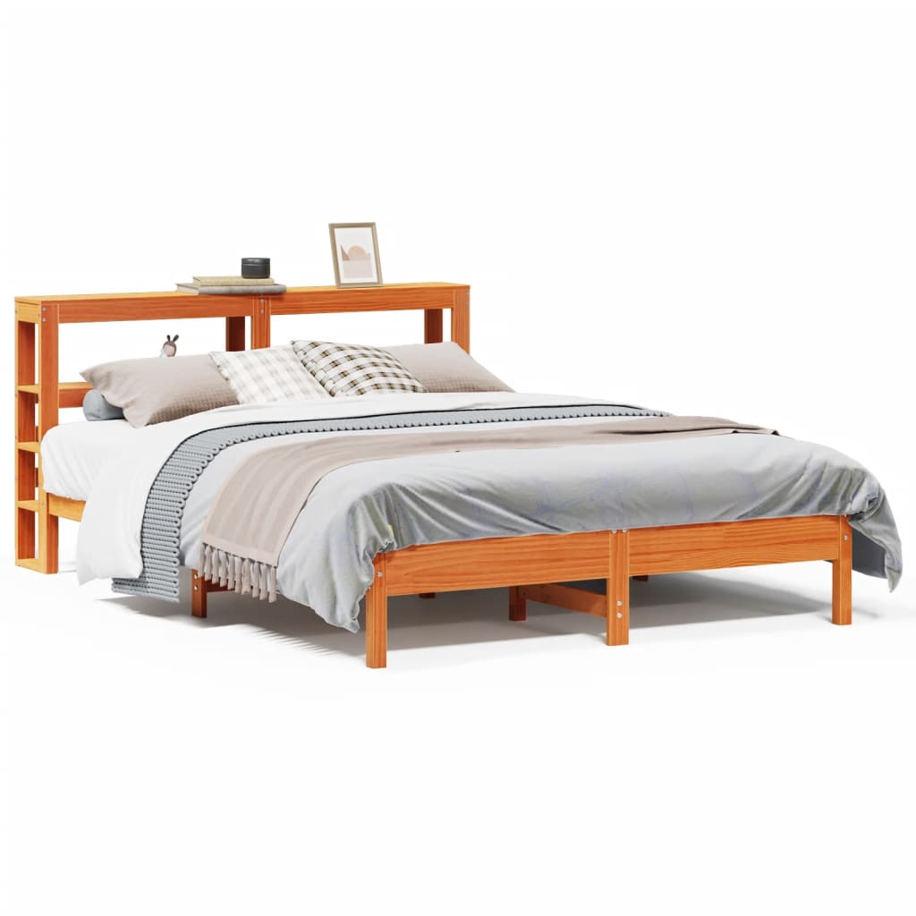 Bed Frame without Mattress Wax Brown 160x200 cm Solid Wood Pine
