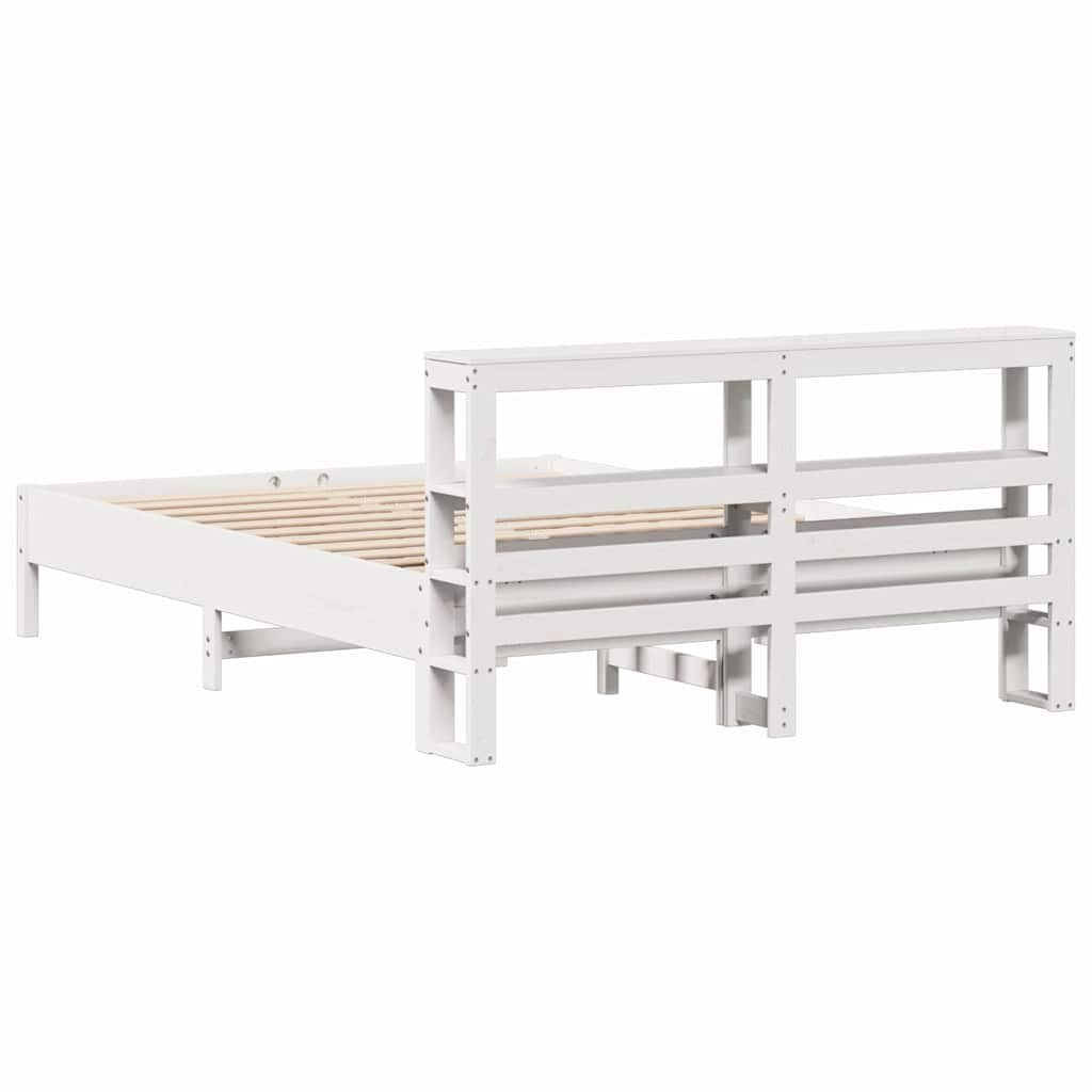 Bed Frame without Mattress White 140x190 cm Solid Wood Pine