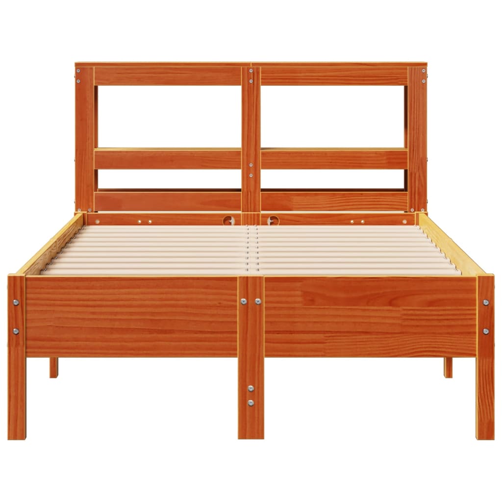 Bed Frame without Mattress Wax Brown 120x190 cm Small Double Solid Wood Pine