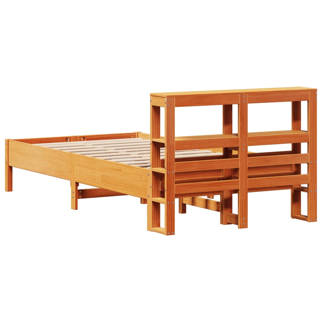 Bed Frame without Mattress Wax Brown 120x190 cm Small Double Solid Wood Pine