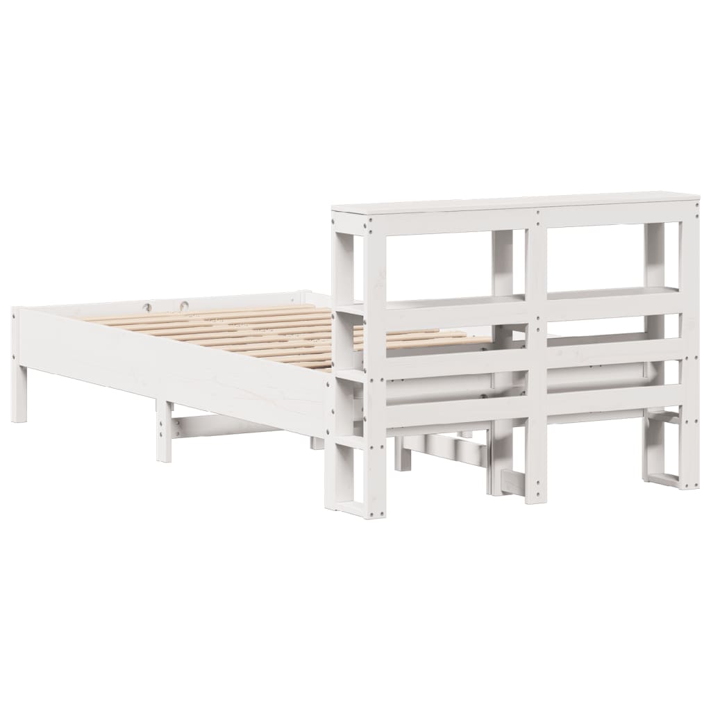 Bed Frame without Mattress White 90x190 cm Single Solid Wood Pine