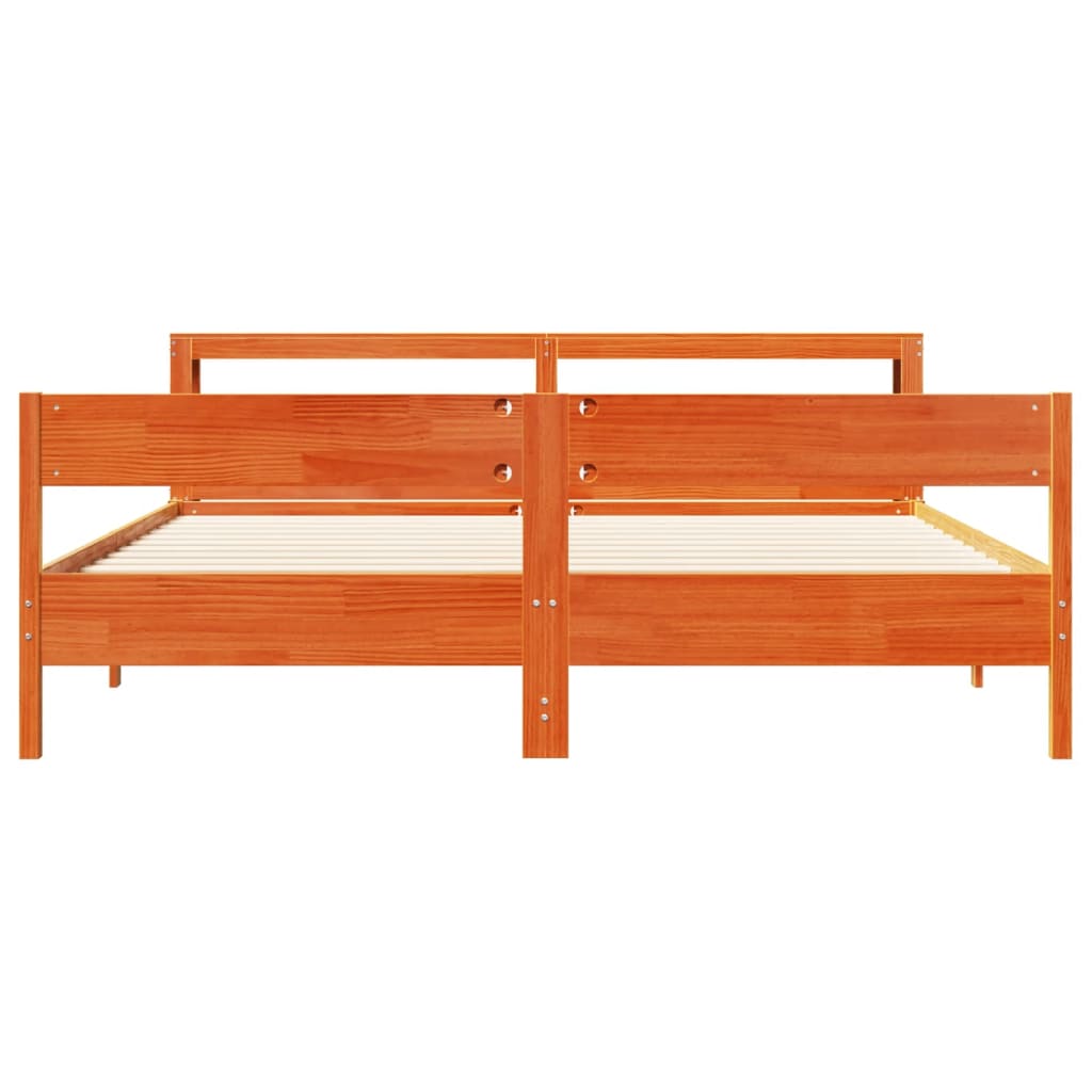 Bed Frame without Mattress Wax Brown 200x200 cm Solid Wood Pine