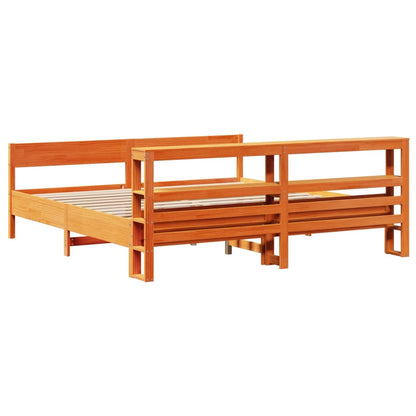 Bed Frame without Mattress Wax Brown 200x200 cm Solid Wood Pine