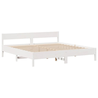 Bed Frame without Mattress White 180x200 cm Super King Solid Wood Pine
