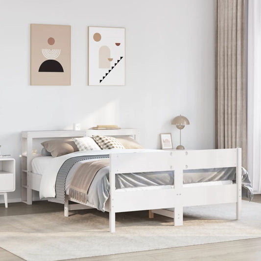 Bed Frame without Mattress White 120x200 cm Solid Wood Pine