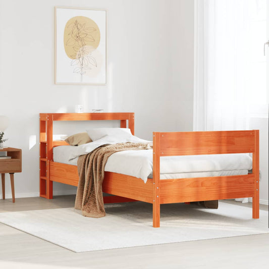 Bed Frame without Mattress Wax Brown 100x200 cm Solid Wood Pine