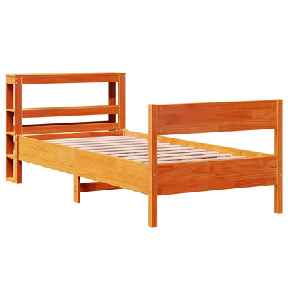 Bed Frame without Mattress Wax Brown 90x200 cm Solid Wood Pine