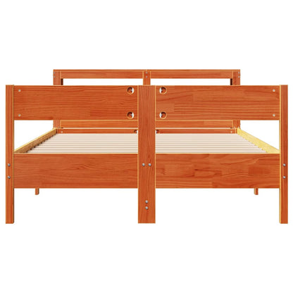 Bed Frame without Mattress Wax Brown 140x190 cm Solid Wood Pine