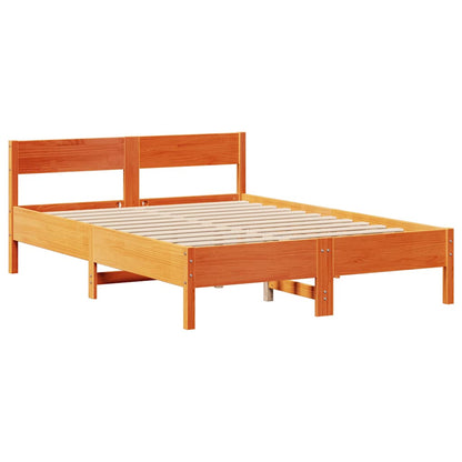 Bed Frame without Mattress Wax Brown 140x190 cm Solid Wood Pine
