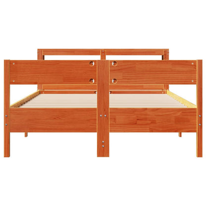 Bed Frame without Mattress Wax Brown 135x190 cm Double Solid Wood Pine