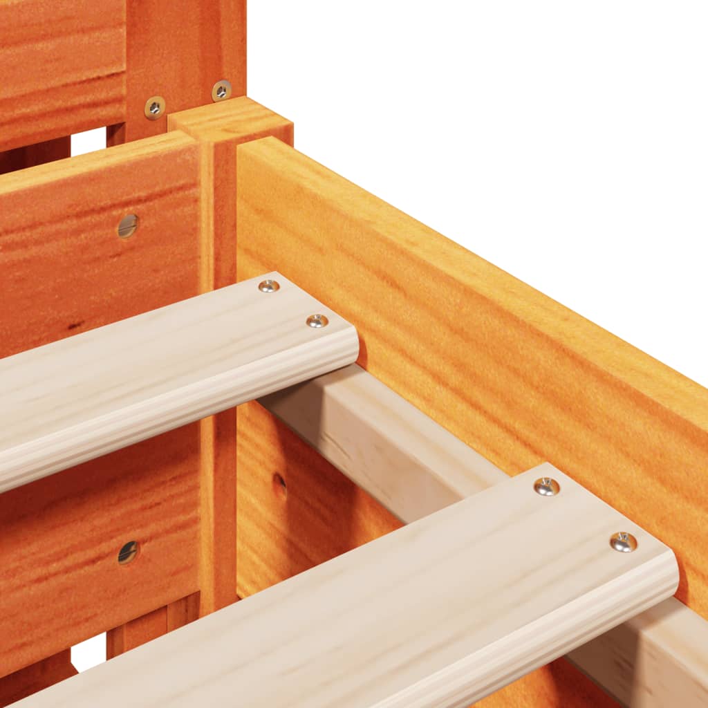 Bed Frame without Mattress Wax Brown 135x190 cm Double Solid Wood Pine