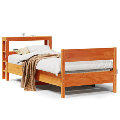Bed Frame without Mattress Wax Brown 75x190 cm Small Single Solid Wood Pine