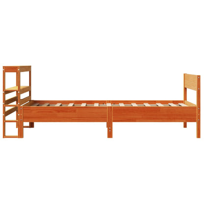Bed Frame without Mattress Wax Brown 75x190 cm Small Single Solid Wood Pine