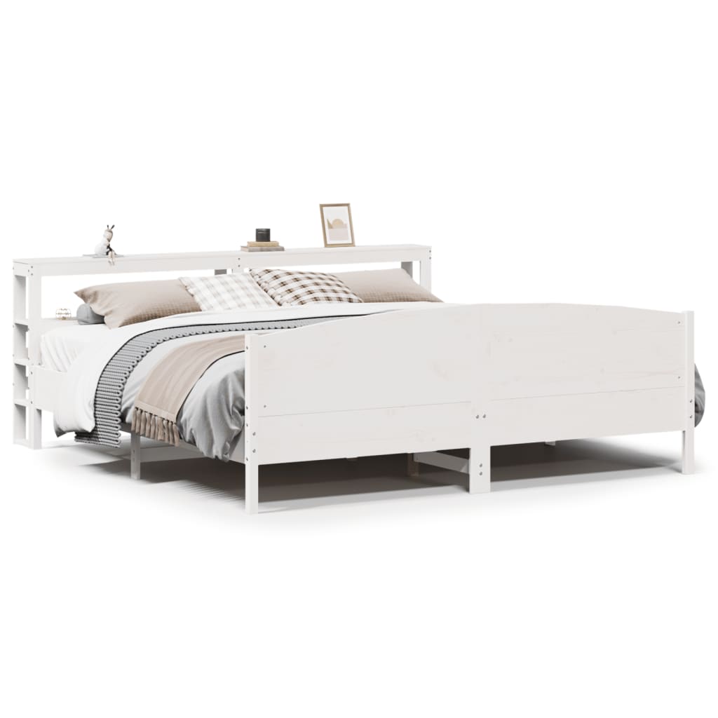 Bed Frame without Mattress White 200x200 cm Solid Wood Pine