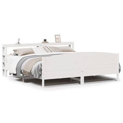 Bed Frame without Mattress White 200x200 cm Solid Wood Pine