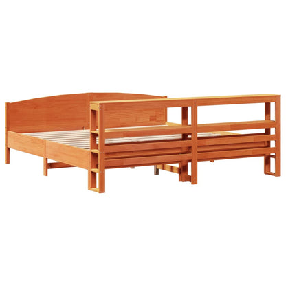 Bed Frame without Mattress Wax Brown 200x200 cm Solid Wood Pine