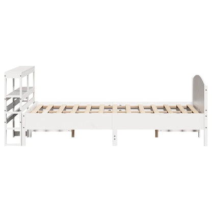 Bed Frame without Mattress White 150x200 cm King Size Solid Wood Pine