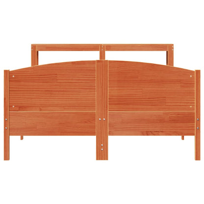 Bed Frame without Mattress Wax Brown 150x200 cm King Size Solid Wood Pine