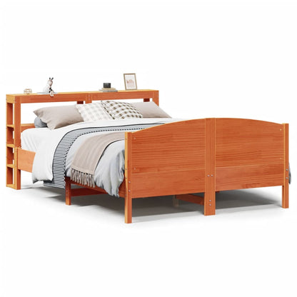 Bed Frame without Mattress Wax Brown 135x190 cm Double Solid Wood Pine