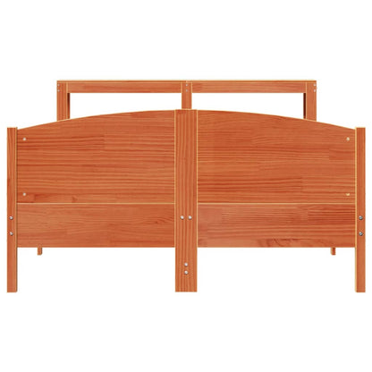 Bed Frame without Mattress Wax Brown 135x190 cm Double Solid Wood Pine