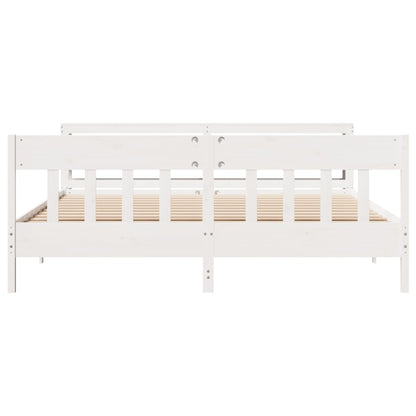 Bed Frame without Mattress White 200x200 cm Solid Wood Pine