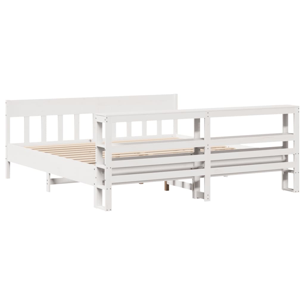 Bed Frame without Mattress White 180x200 cm Super King Solid Wood Pine