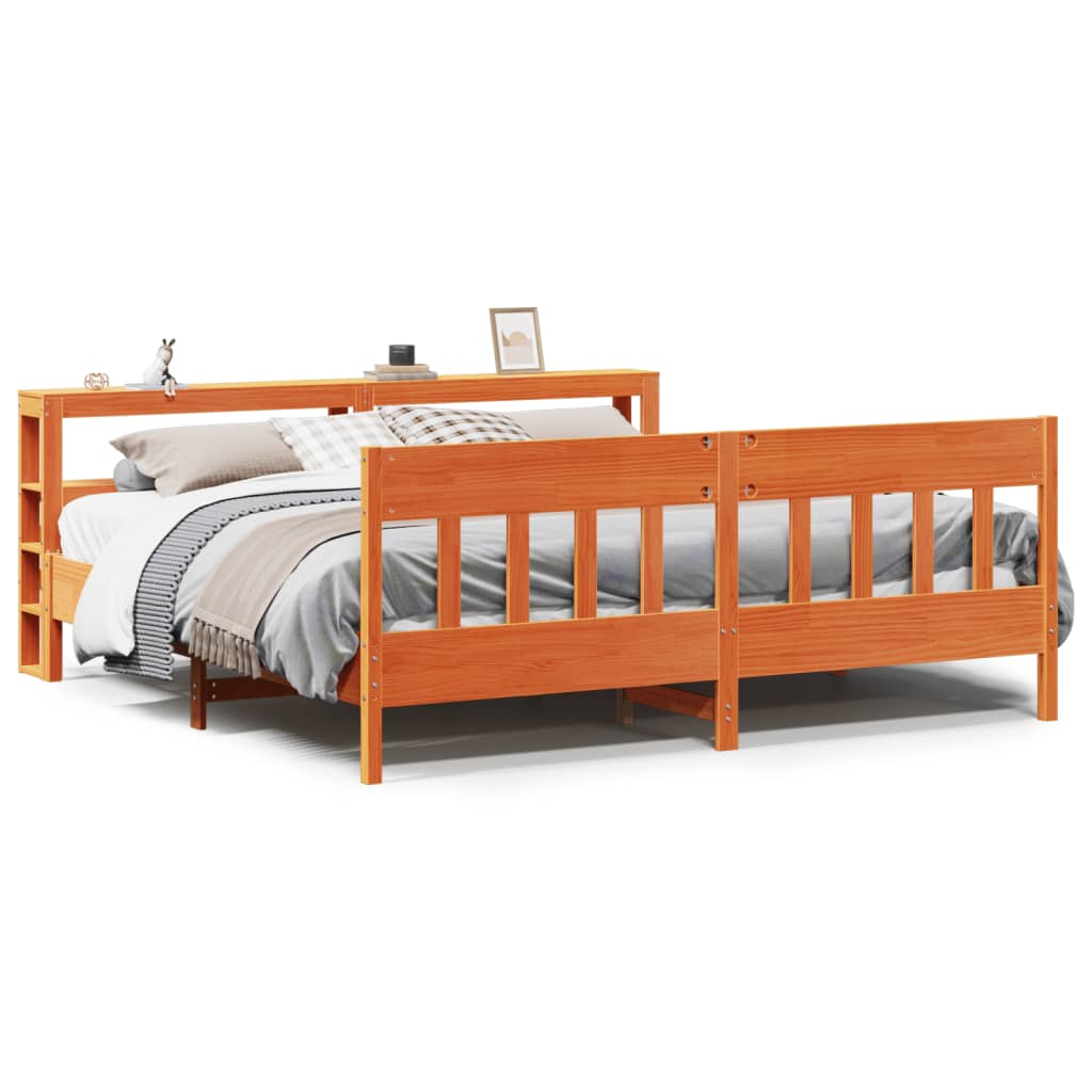 Bed Frame without Mattress Wax Brown 180x200 cm Super King Solid Wood Pine